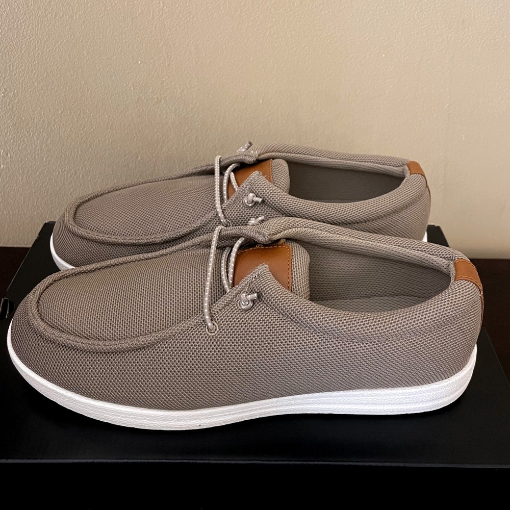 Old Navy Mens Knit Boat Shoes Taupe Brown Slip On Moc Toe Loafers Size 9